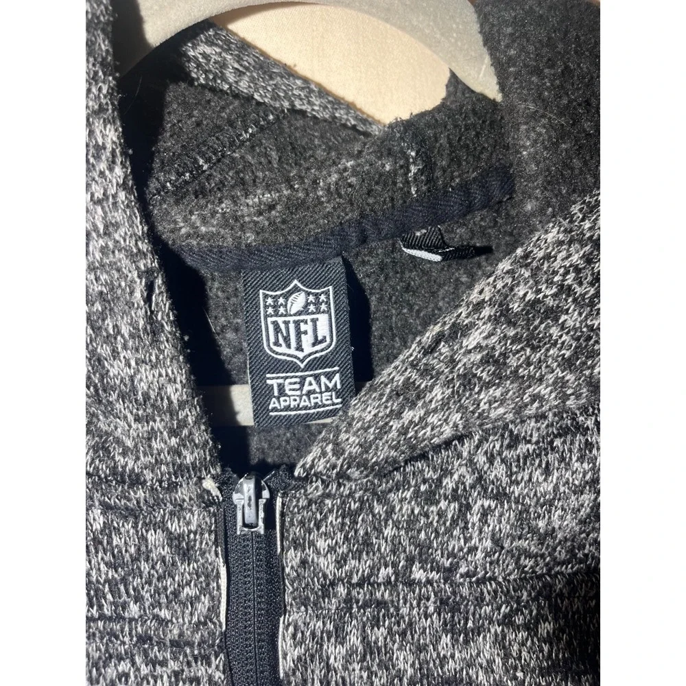 Pittsburgh Steelers NFL Full Zip Up Gray Fleece Lined Hoodie Sweater Size L